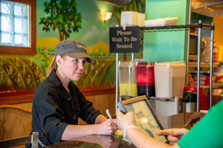 Worker inspecting a restaurant